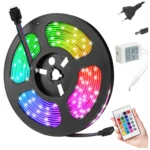 Vízálló LED szalag távirányítóval smd 5050 rgb 5m, 7 váltakozó szín