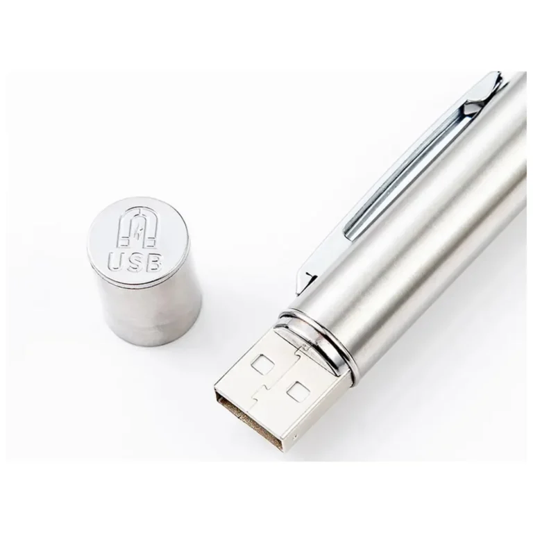 Toll alakú  UV LED lámpa USB töltéssel, 12,5x1,5 cm, ezüst színű