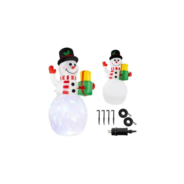Felfújható hóember beíépetett LED projektorral, 155x80 cm, többszínű