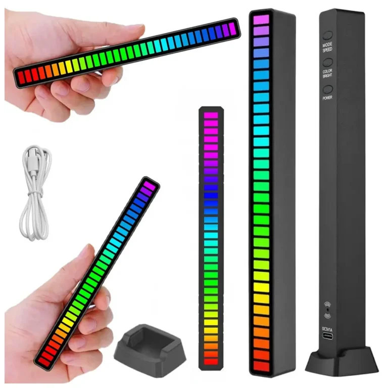 Többszínű RGB LED neoncsík 18 különböző fénymóddal, USB-C tápellátás, 181mm x 16mm x 18mm, fekete/fehér színben
