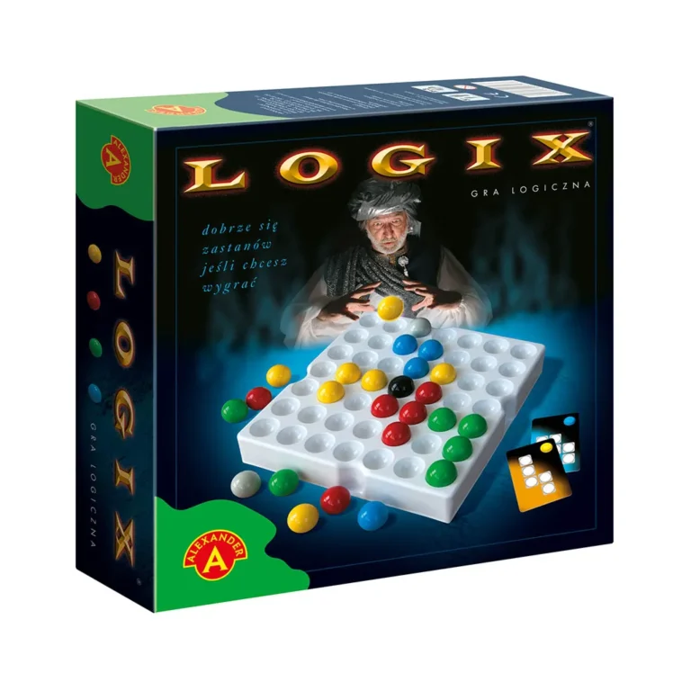 Logix - A Színkódos Társasjáték: Térbeli Játéktábla, 6 Piros, 6 Zöld, 6 Sárga és 6 Kék Golyóval, 2 Szürke és 1 Fekete Golyóval, 16 Kódkártya és Instrukciókkal