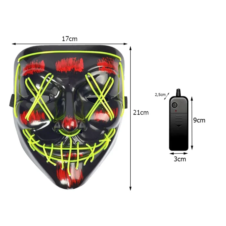 Luminous LED Maszk, Halloween és Egyéb Különleges Eseményekre, Univerzális Méret, Többféle Fényeffektus