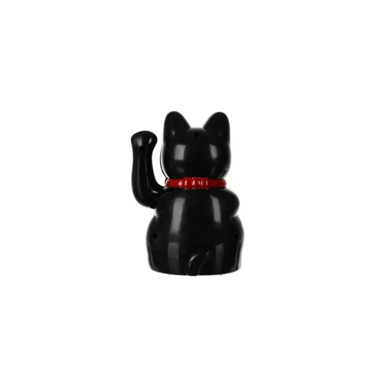 Tradicionális japán szerencsehozó integető macska, fekete