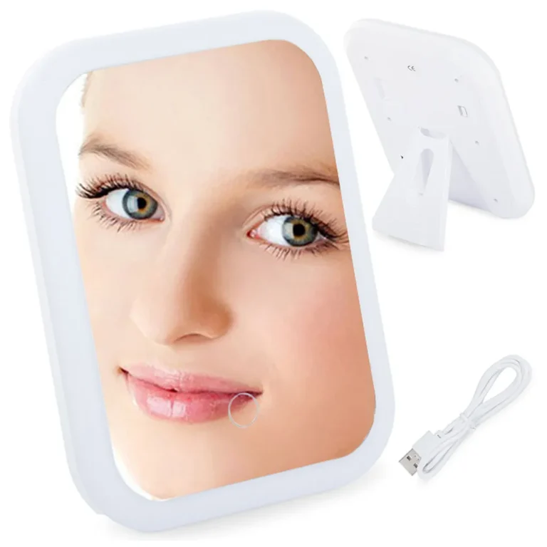 Kozmetikai smink tükör LED világítással, USB, 15cm x 20cm, fehér