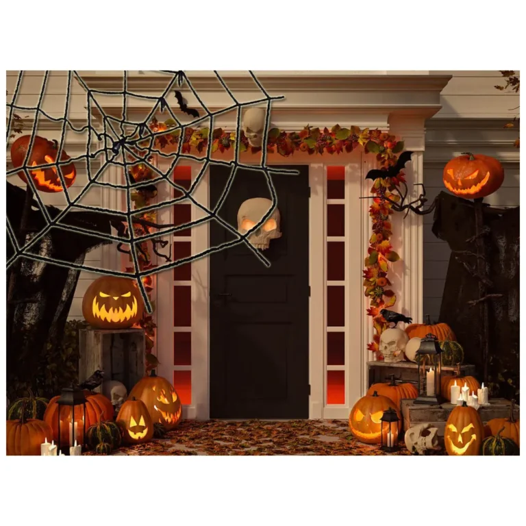 Mesterséges Nagyméretű Fekete Pókháló, Halloween Dekoráció, 90cm x 90cm, Fekete