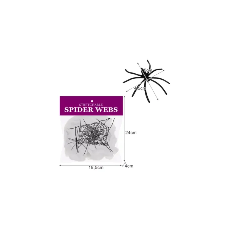 Műpókháló pókkal, fehér