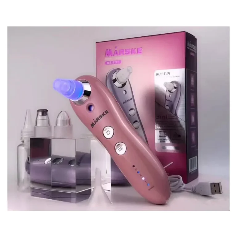 Gyémánt mikrodermabráziós bőrtisztító készülék újratölthető akkumulátorral, 4 cserélhető fejjel, 5 W, lila/rózsaszín színekben