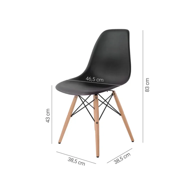 4 db-os modern étkező szék készlet rácsos díszítő elemmel, bükkfa lábakkal, fekete-fa szín