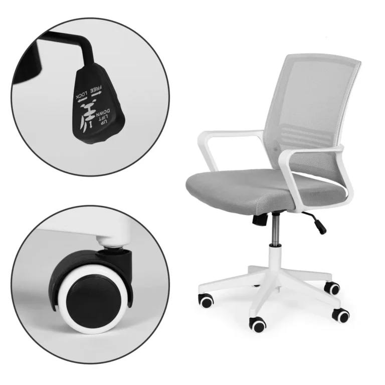 Állítható ergonomius irodai szék, fehér-szürke