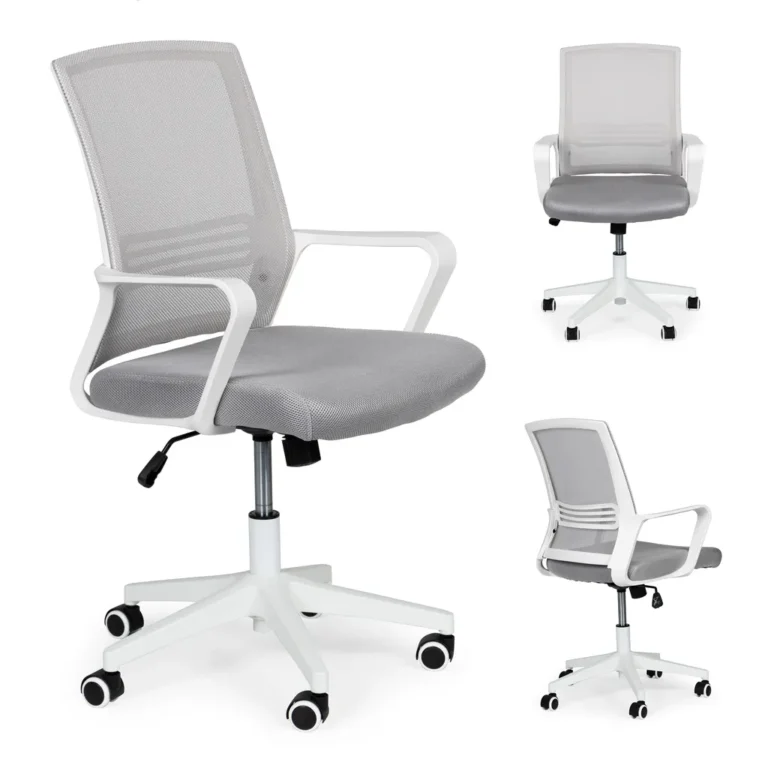 Állítható ergonomius irodai szék, fehér-szürke