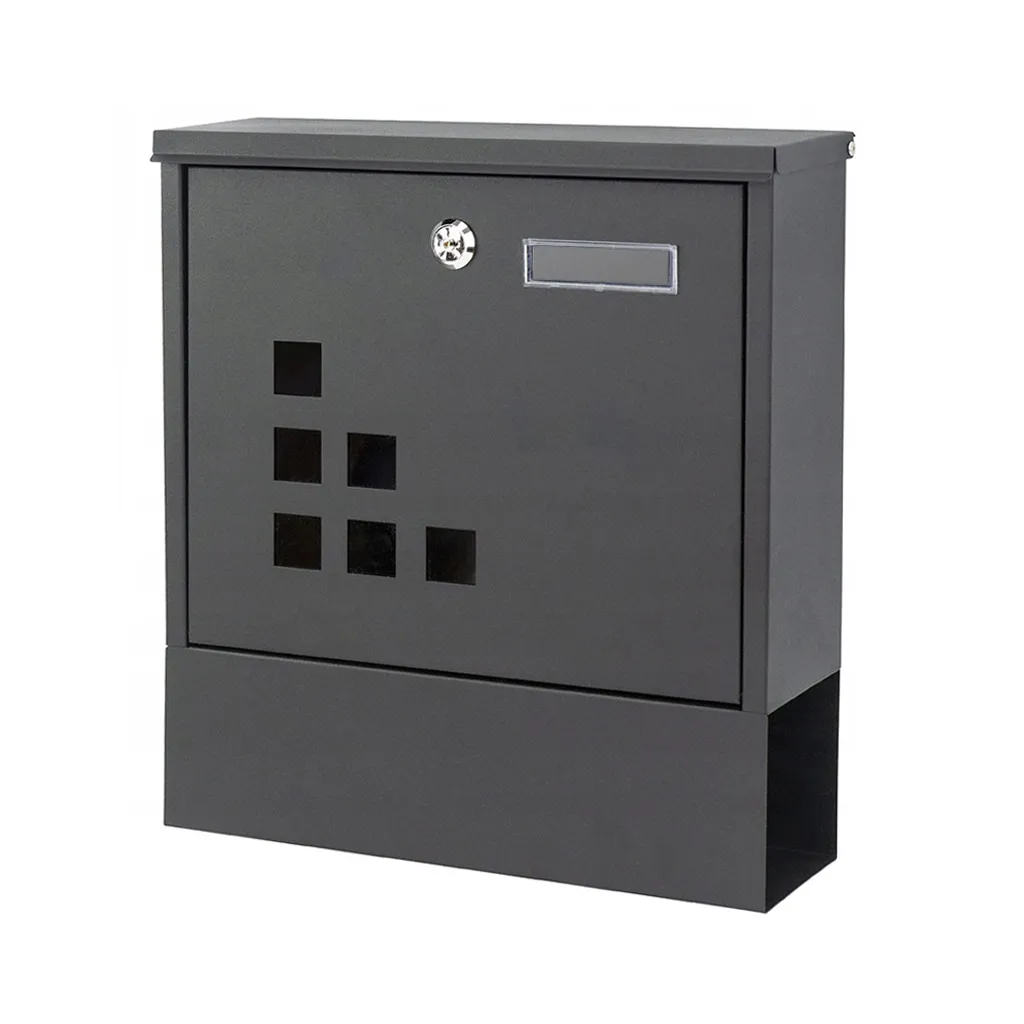 ModernHome Rozsdamentes acél postaláda újságtartóval, 33.5x30.5x9.6 cm, antracit