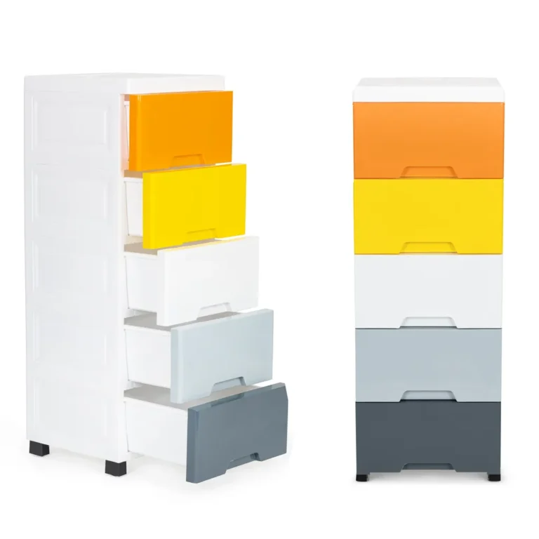 ModernHome 5 fiókos univerzális tároló szekrény, 84.5 x 32.5 x 31 cm, többszínű/fehér