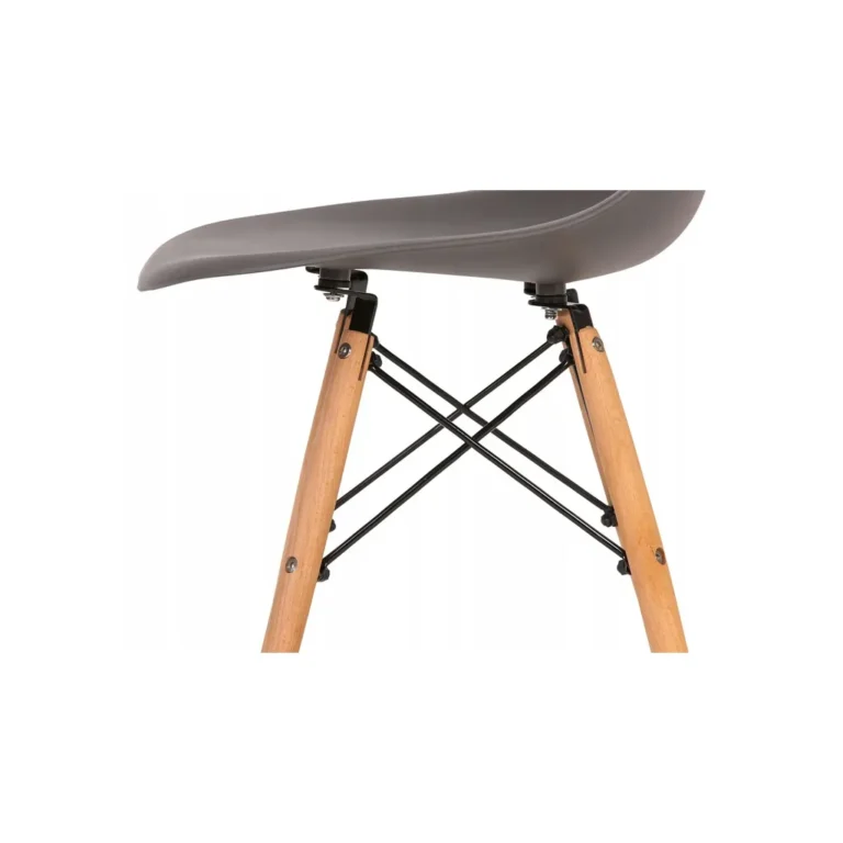 4 db-os modern étkező szék készlet rácsos díszítő elemmel, bükkfa lábakkal, szürke-fa szín