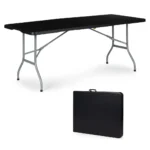 ModernHome Összecsukható Catering Asztal - 153 x 70 cm, HDPE Műanyag Tetejű, Fekete