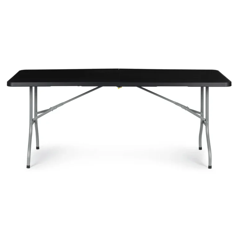ModernHome Összecsukható Catering Asztal - 153 x 70 cm, HDPE Műanyag Tetejű, Fekete
