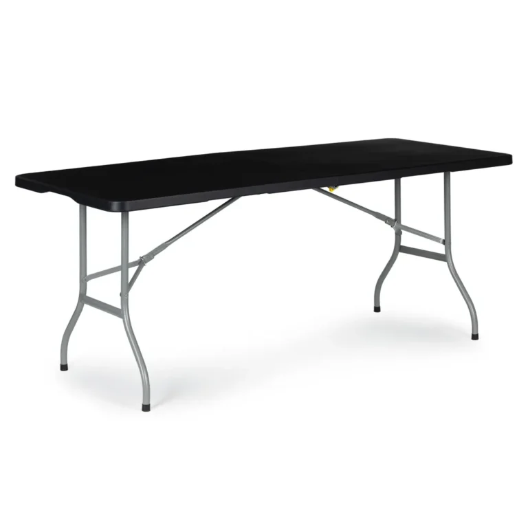 ModernHome Összecsukható Catering Asztal - 180 x 70 cm, HDPE Műanyag Tetejű, Fekete