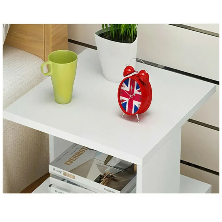 Modern kávézóasztal 2 nyitott polccal, 45 x 45 x 44cm, fehér