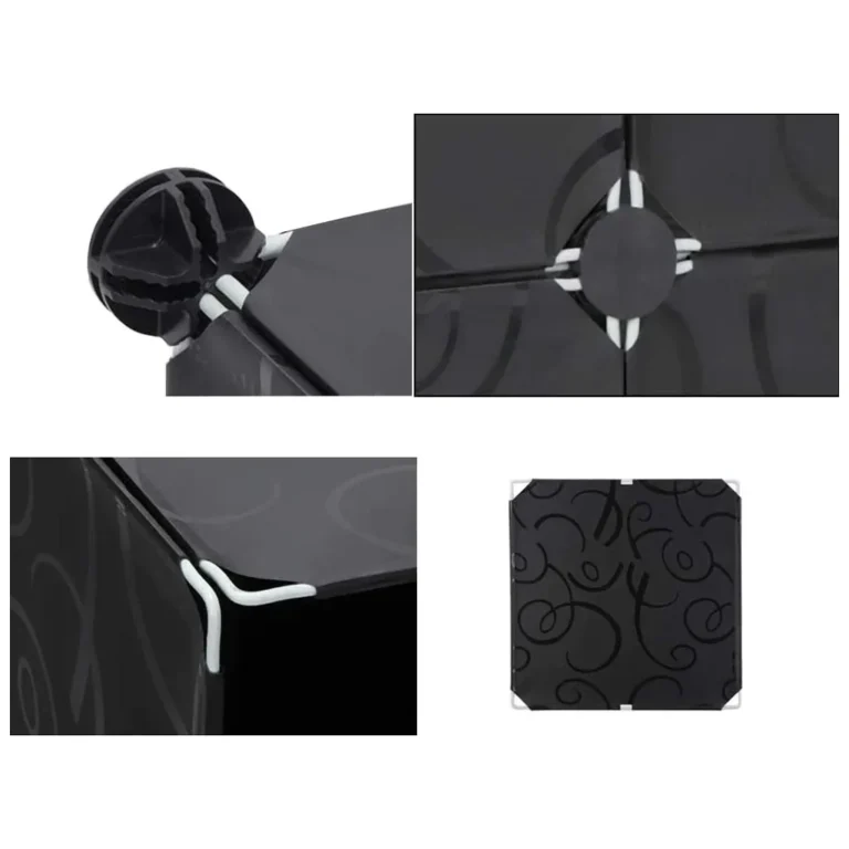 Moduláris cipőszekrény 6 polccal, 12 szegmens, 144,5 x 110x 46,5 cm, fekete