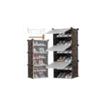 Cipős polcrendszer, 3 modul, 6 polc, 92x40x31 cm, fekete