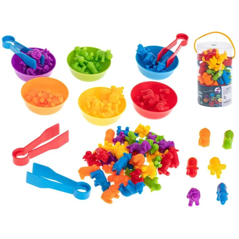 Montessori szín- és formaválogató játék, szafari állatok, 36 elem