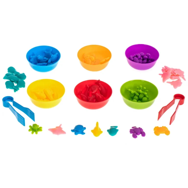 Montessori szín- és formaválogató játék, tengeri állatok, 36 elem