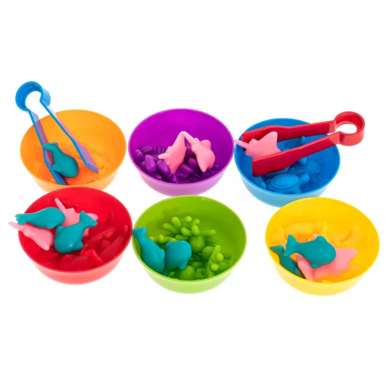 Montessori szín- és formaválogató játék, tengeri állatok, 36 elem