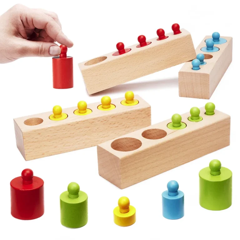 Montessori színes fa hengeres súlyok