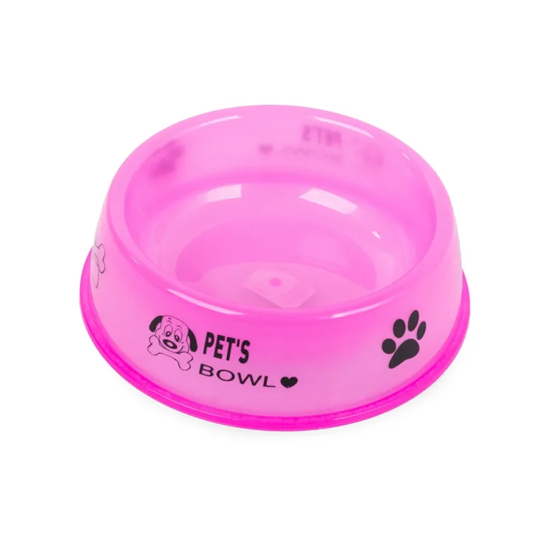 Kutya itató tál tartós, átlátszó műanyagból, 0.6l, rózsaszín