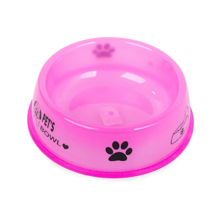 Kutya itató tál tartós, átlátszó műanyagból, 0.6l, rózsaszín