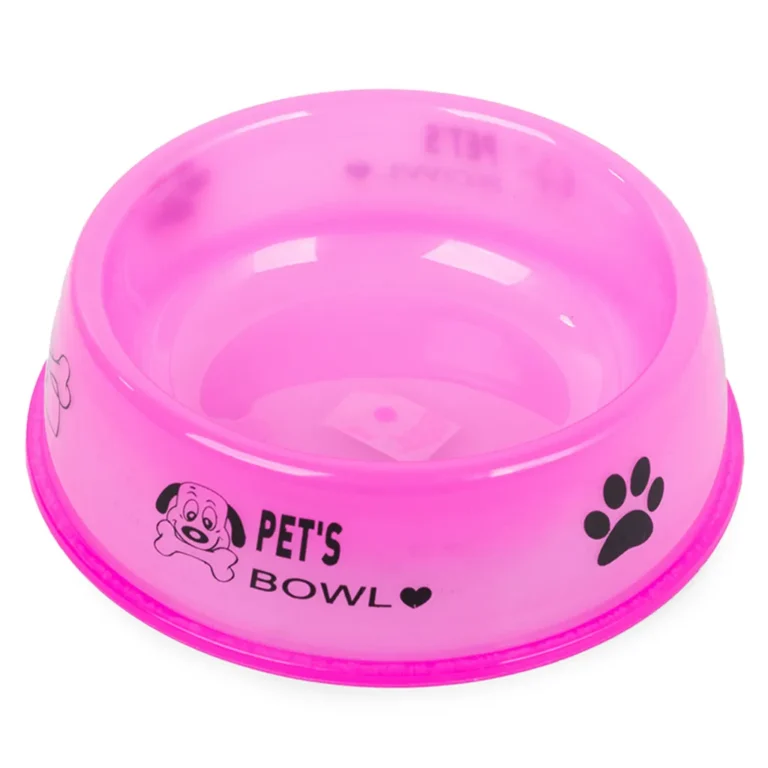 Kutya itató tál tartós, átlátszó műanyagból, 0.8l, rózsaszín