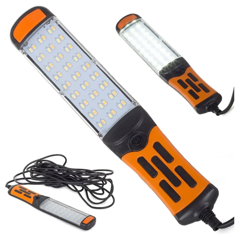 Műhelylámpa 60 LED-del, mágneses akasztóval, 32cm x 6cm x 2,5cm, fekete-narancssárga