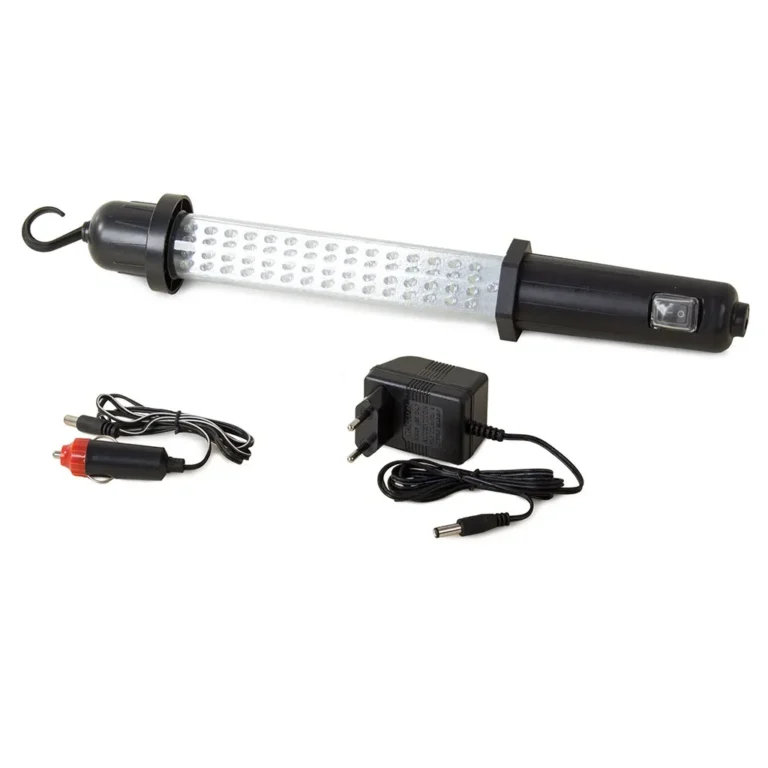 Műhely LED lámpa akkumulátorral, 60 led 2 tápegység 12v 230v, fekete