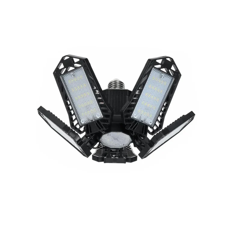 Összecsukható mennyezeti LED-es műhelylámpa, E27/E26, 8000LM, 80W, 125 nagy teljesítményű LED, fekete