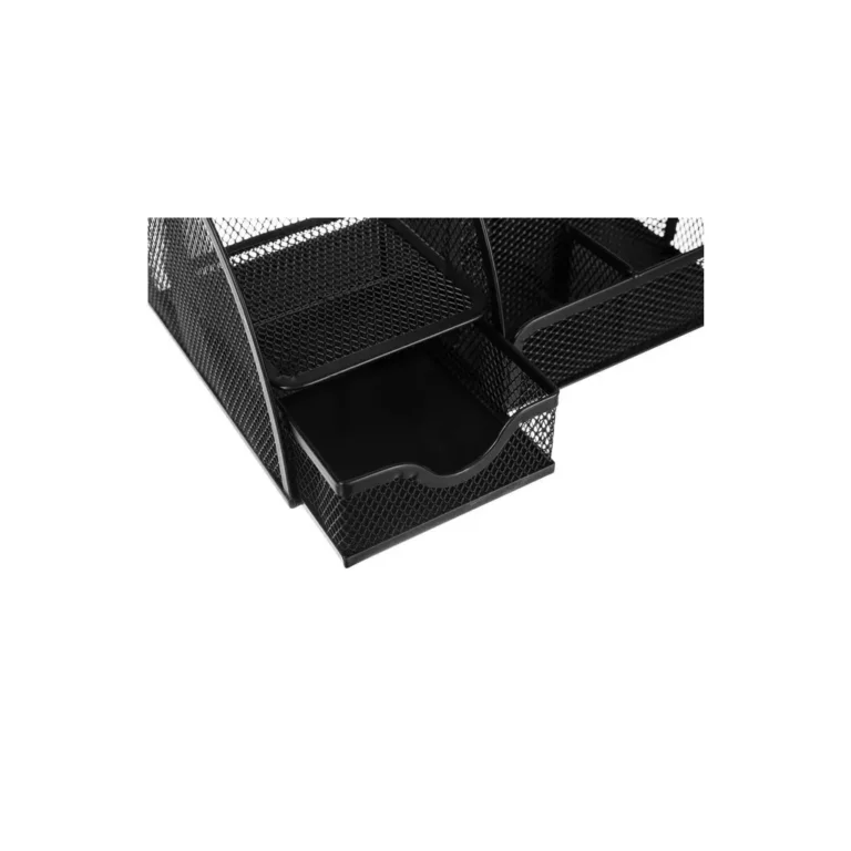 Multifunkcionális irodaszervező 6 rekesszel, dróthálóból, 22x14 cm, fekete