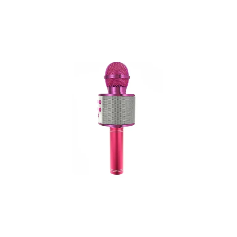 Karaoke mikrofon hangszóróval, beépített akkumulátorral, USB-miniUSB töltés, 7,5/7,5/23 cm, sötét rózsaszín