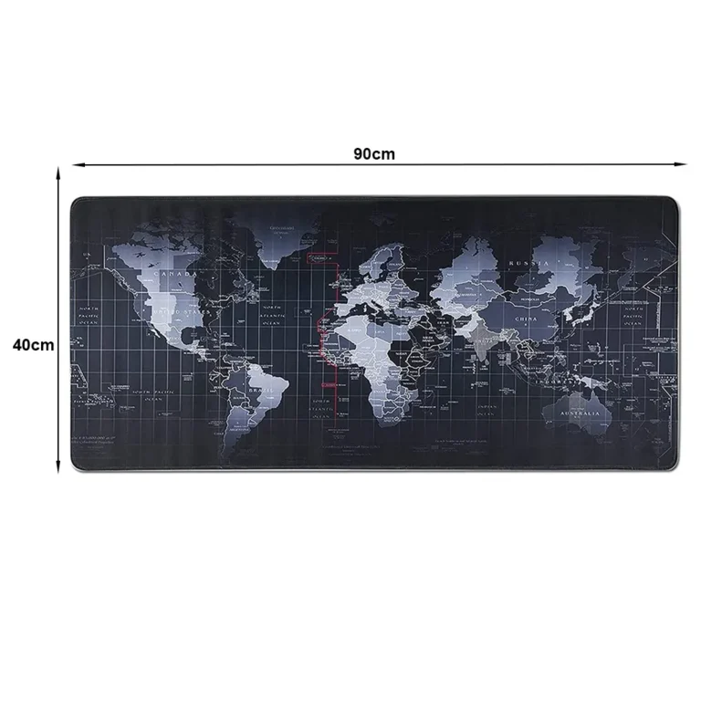 Vízálló világtérkép asztalfedő, egérpad, 90x40 cm, fekete