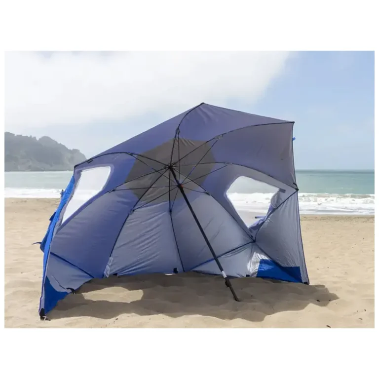 Összecsukható árnyékoló strandernyő+sátor, kék, 210x210 cm