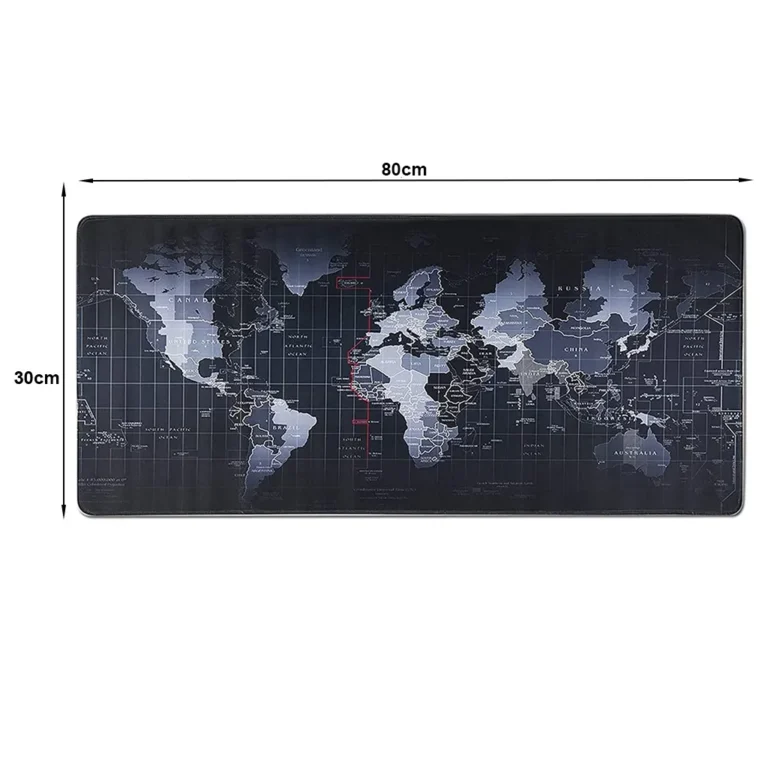 Vízálló világtérkép asztalfedő, egérpad, 80x30 cm, fekete