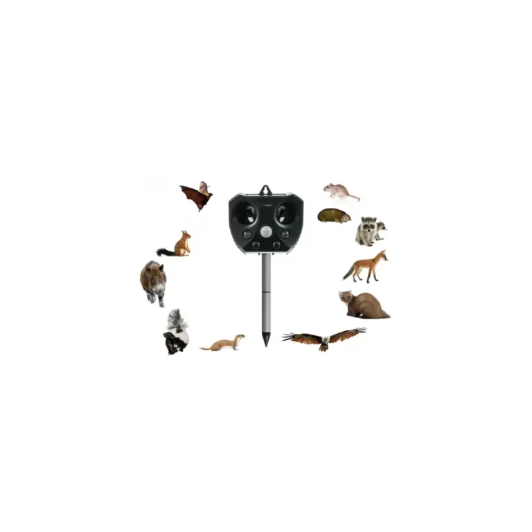 Napelemes állatriasztó földbe szórható, fölakasztható, USB töltés, 15x7x38 cm