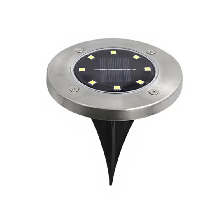 Földbe szúrható napelemes kerti világítás lámpa 8 LED-del, 4 db, 11,5cm x 13cm, fekete-ezüst szín