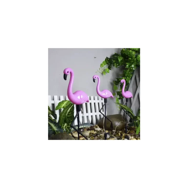 Földbe szúrható napelemes kerti LED lámpa , flamingó formájú, 52x20x6 cm
