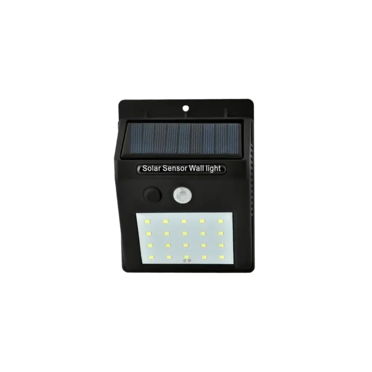 Napelemes fali LED lámpa mozgásérzékelővel, alkonyatkapcsolóval, 20 LED, 10 m hatótáv