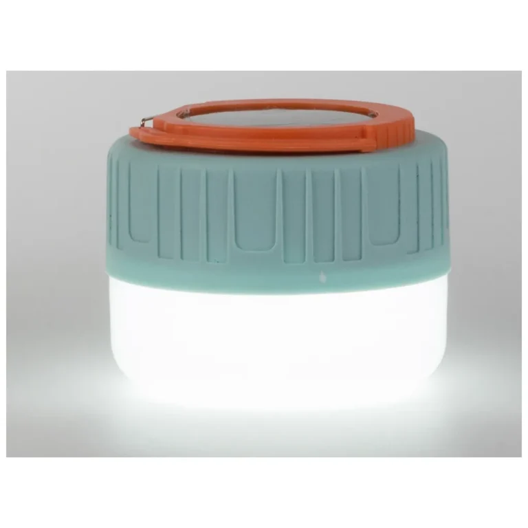 Napelemes utazó LED lámpa +USB töltés, 11x8.5 cm, kék-narancssárga