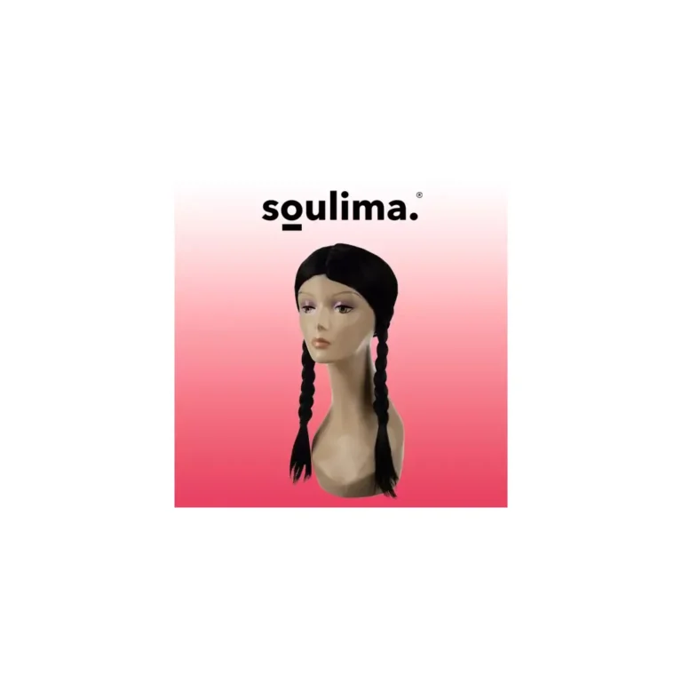 Soulima 21773 szintetikus haj, hosszú női paróka 2 fonattal, 52,7 és 57,3 cm közötti fejkörfogathoz, 55 cm hosszú, fekete