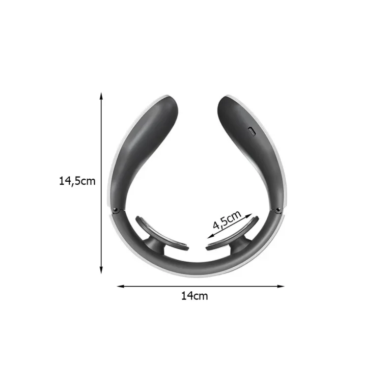 2 az 1-ben nyak ems elektrostimulátor, masszírozó akkumulárottal, 4 programmal rendelkezik 15 intenzitási szinttel, 14,5cm x 14cm, fehér-szürke