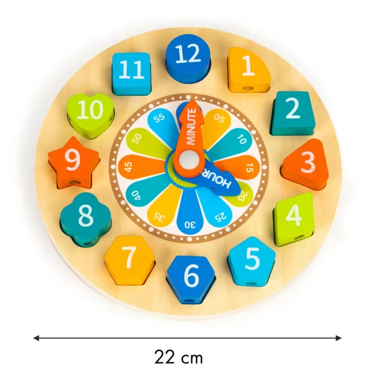 Készségfejlesztő fajáték, óra és számok, formák, füzér, fluoreszkáló22 cm