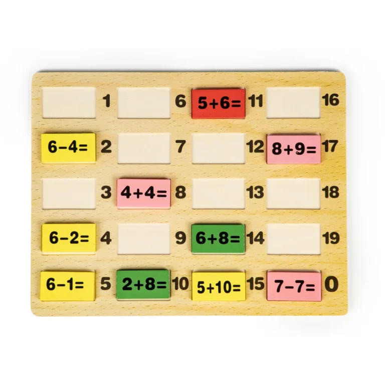 Számoló tábla kivehető fa lapokkal, 27×21 cm, színes