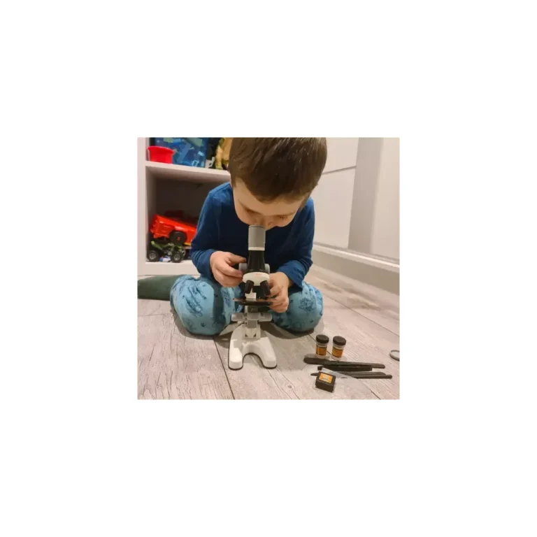 Kruzzel Oktatási mikroszkóp 1200x, 22 x 12,5 x 8 cm, ekrü-fekete-szürke