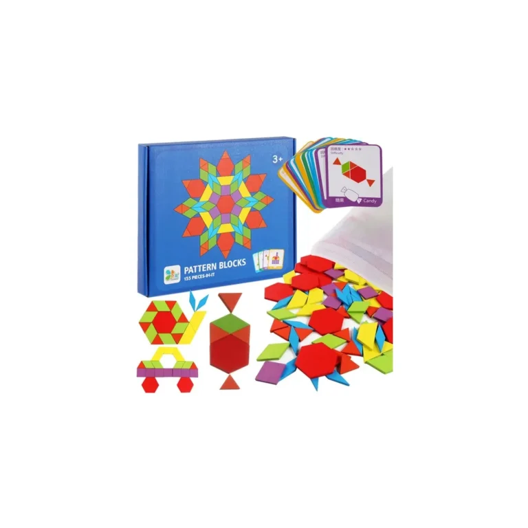179 darabos, színes, fejlesztő fa játék geometriai formákkal, 26x19x3 cm