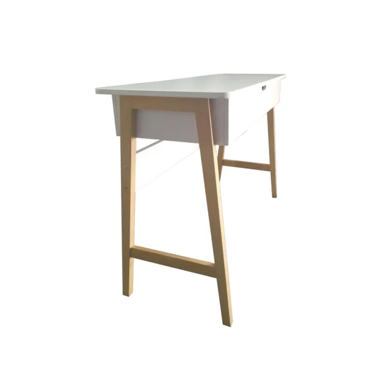 Fiókos fésülködőasztal/íróasztal fenyőfa lábakkal, 74x40x107.5 cm, fehér